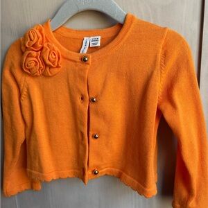 Janie and Jack Orange Kids Cardigan with Floral Detail